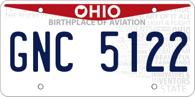 OH license plate GNC5122