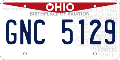OH license plate GNC5129