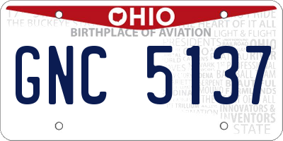 OH license plate GNC5137
