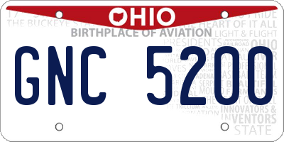 OH license plate GNC5200