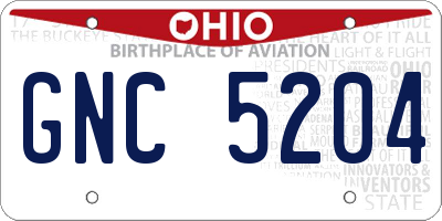 OH license plate GNC5204