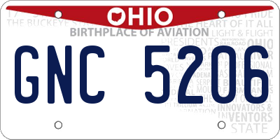 OH license plate GNC5206