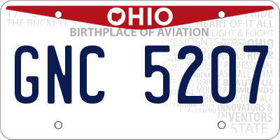 OH license plate GNC5207