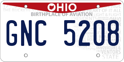 OH license plate GNC5208