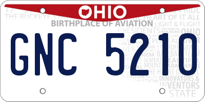 OH license plate GNC5210