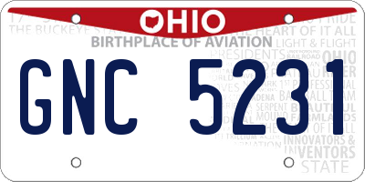 OH license plate GNC5231