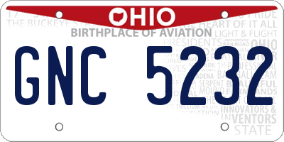 OH license plate GNC5232