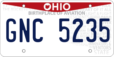 OH license plate GNC5235