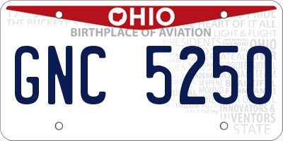 OH license plate GNC5250