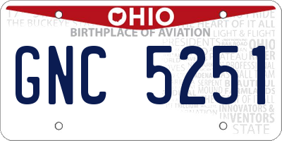OH license plate GNC5251