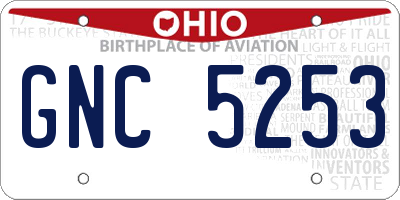 OH license plate GNC5253
