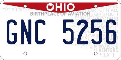OH license plate GNC5256