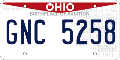OH license plate GNC5258