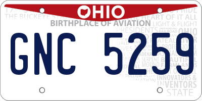 OH license plate GNC5259