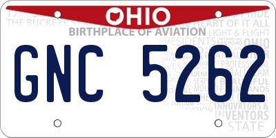 OH license plate GNC5262