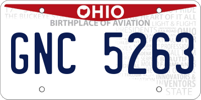 OH license plate GNC5263