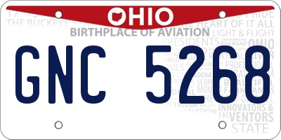 OH license plate GNC5268