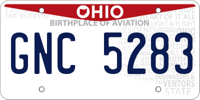 OH license plate GNC5283