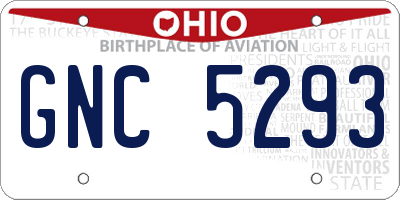 OH license plate GNC5293
