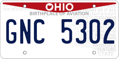 OH license plate GNC5302