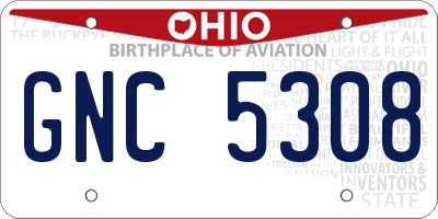OH license plate GNC5308
