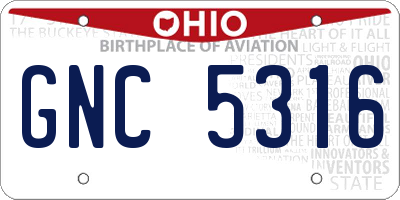 OH license plate GNC5316