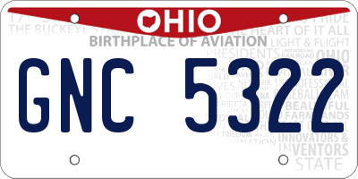 OH license plate GNC5322