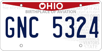 OH license plate GNC5324