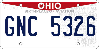 OH license plate GNC5326