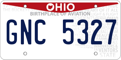 OH license plate GNC5327