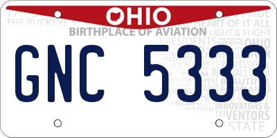 OH license plate GNC5333