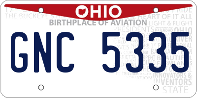 OH license plate GNC5335