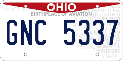 OH license plate GNC5337