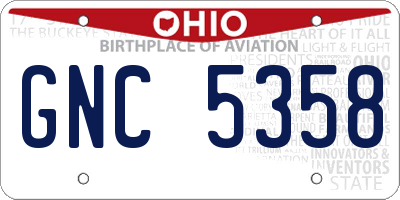 OH license plate GNC5358