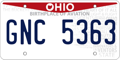 OH license plate GNC5363