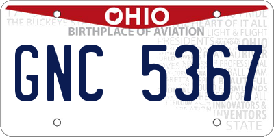 OH license plate GNC5367