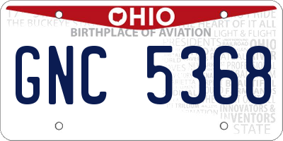 OH license plate GNC5368
