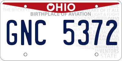 OH license plate GNC5372