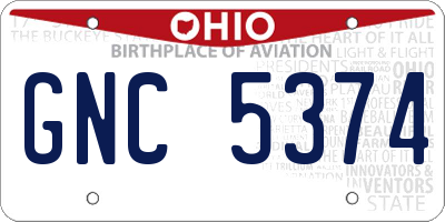OH license plate GNC5374