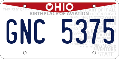 OH license plate GNC5375