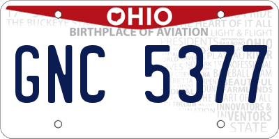 OH license plate GNC5377