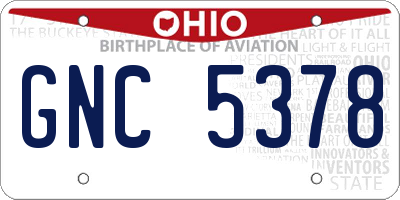 OH license plate GNC5378
