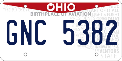 OH license plate GNC5382