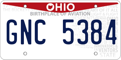 OH license plate GNC5384