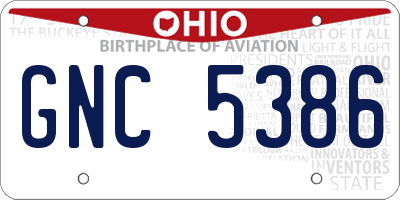 OH license plate GNC5386