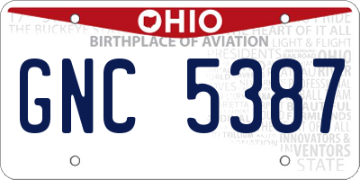 OH license plate GNC5387