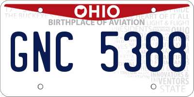 OH license plate GNC5388