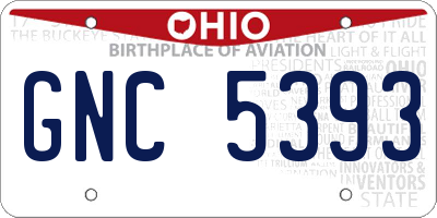 OH license plate GNC5393