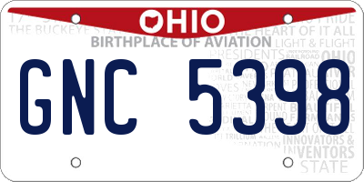 OH license plate GNC5398