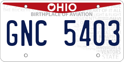 OH license plate GNC5403